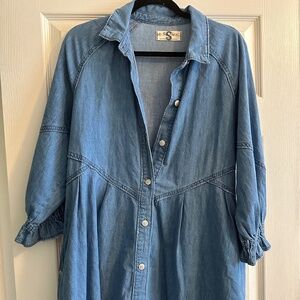FREE PEOPLE HANNAH DENIM MINI DRESS